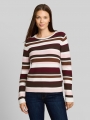 Tom Tailor Strickpullover aus Baumwolle - Camel Brown Red Stripe Tom Tailor Strickpullover aus Baumwolle - Camel Brown Red Stripe