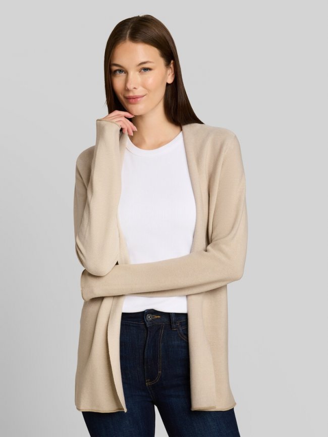 Tom Tailor Cardigan aus Baumwolle - Gravel Beige White Structure Tom Tailor Cardigan aus Baumwolle - Gravel Beige White Structure