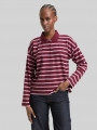 Tom Tailor Boxy Fit Langarm Poloshirt mit Streifenmuster - Red Pink Multicolor Stripe Tom Tailor Boxy Fit Langarm Poloshirt mit Streifenmuster - Red Pink Multicolor Stripe