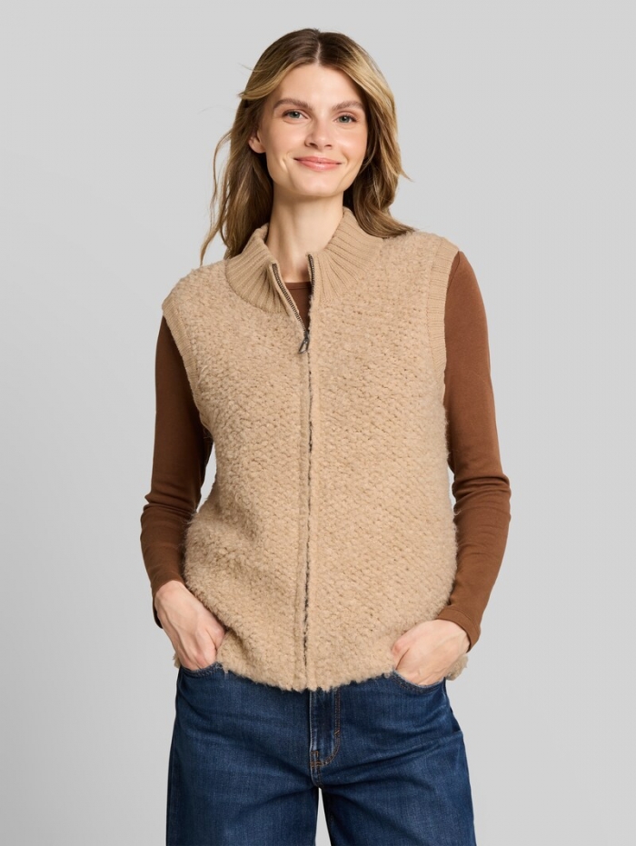 Tom Tailor Bouclé Pullunder mit Reißverschluss - Gravel Beige Melange Tom Tailor Bouclé Pullunder mit Reißverschluss - Gravel Beige Melange