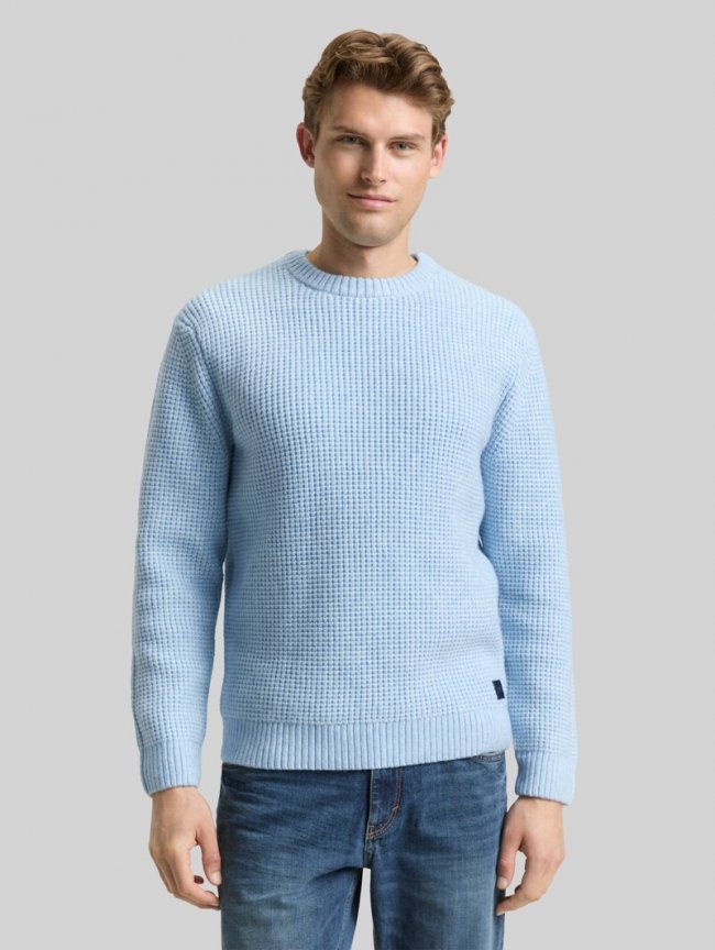 Tom Tailor Strickpullover mit Wollanteil - Sky Blue Melange White Core Tom Tailor Strickpullover mit Wollanteil - Sky Blue Melange White Core