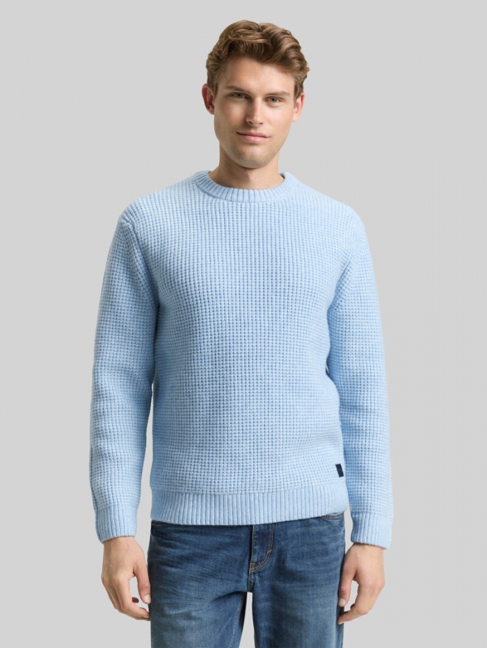 Tom Tailor Strickpullover mit Wollanteil - Sky Blue Melange White Core Tom Tailor Strickpullover mit Wollanteil - Sky Blue Melange White Core