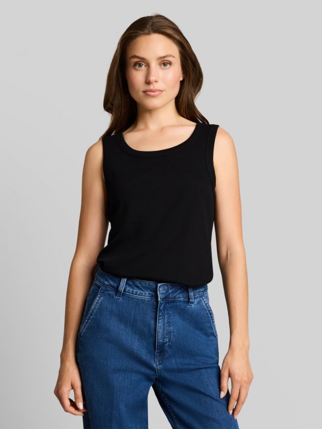 Tom Tailor Top mit Rippstruktur - Deep Black Tom Tailor Top mit Rippstruktur - Deep Black