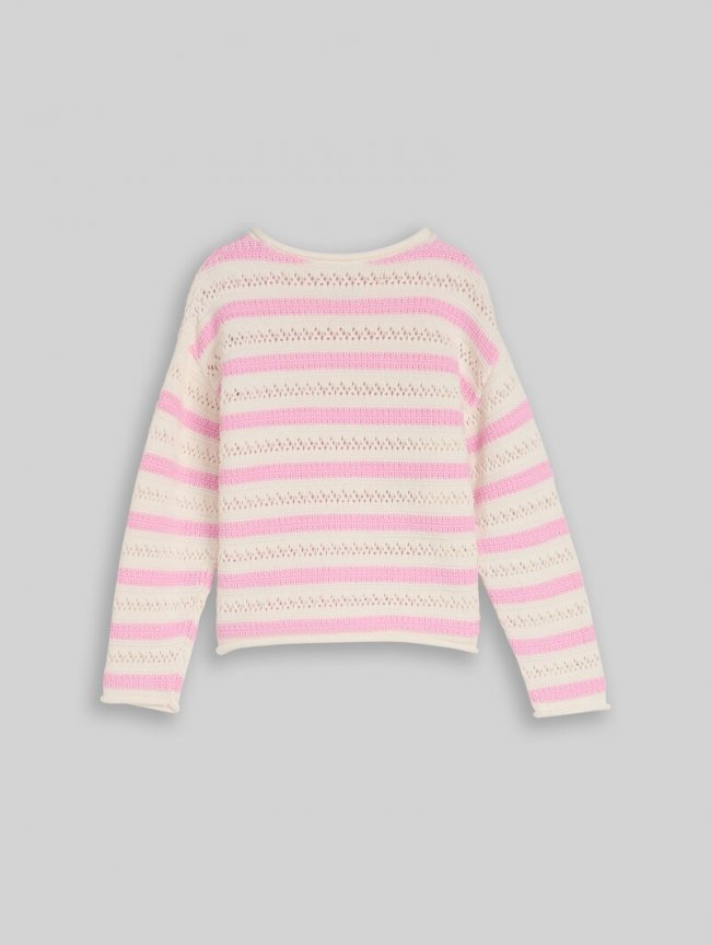 Tom Tailor Cropped Strickpullover mit Streifenmuster - Light Rose Stripe Tom Tailor Cropped Strickpullover mit Streifenmuster - Light Rose Stripe