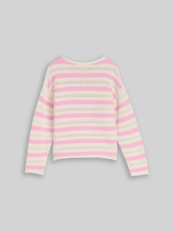 Tom Tailor Cropped Strickpullover mit Streifenmuster - Light Rose Stripe Tom Tailor Cropped Strickpullover mit Streifenmuster - Light Rose Stripe