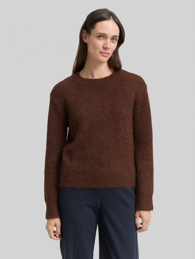 Tom Tailor Strickpullover mit Wollanteil - Dark Pecan Brown Melange Tom Tailor Strickpullover mit Wollanteil - Dark Pecan Brown Melange