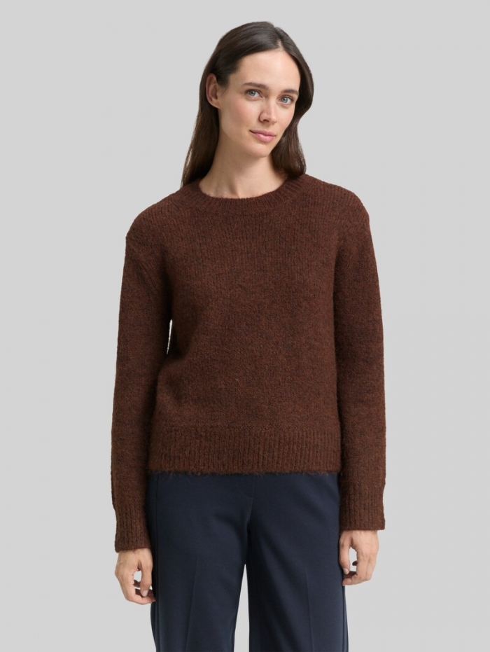 Tom Tailor Strickpullover mit Wollanteil - Dark Pecan Brown Melange Tom Tailor Strickpullover mit Wollanteil - Dark Pecan Brown Melange