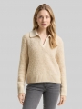 Tom Tailor Bouclé Strickpullover mit Kragen - Sand Stone Beige Melange Tom Tailor Bouclé Strickpullover mit Kragen - Sand Stone Beige Melange