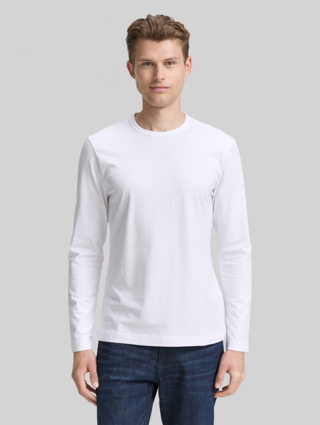 Tom Tailor Slim Fit Langarmshirt mit Stretch - White Tom Tailor Slim Fit Langarmshirt mit Stretch - White