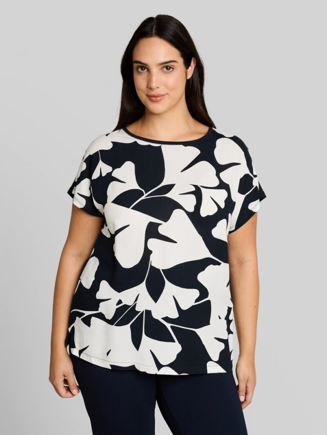 Tom Tailor Plus Size - T-Shirt im Material-Mix - Big Navy Ginkgo