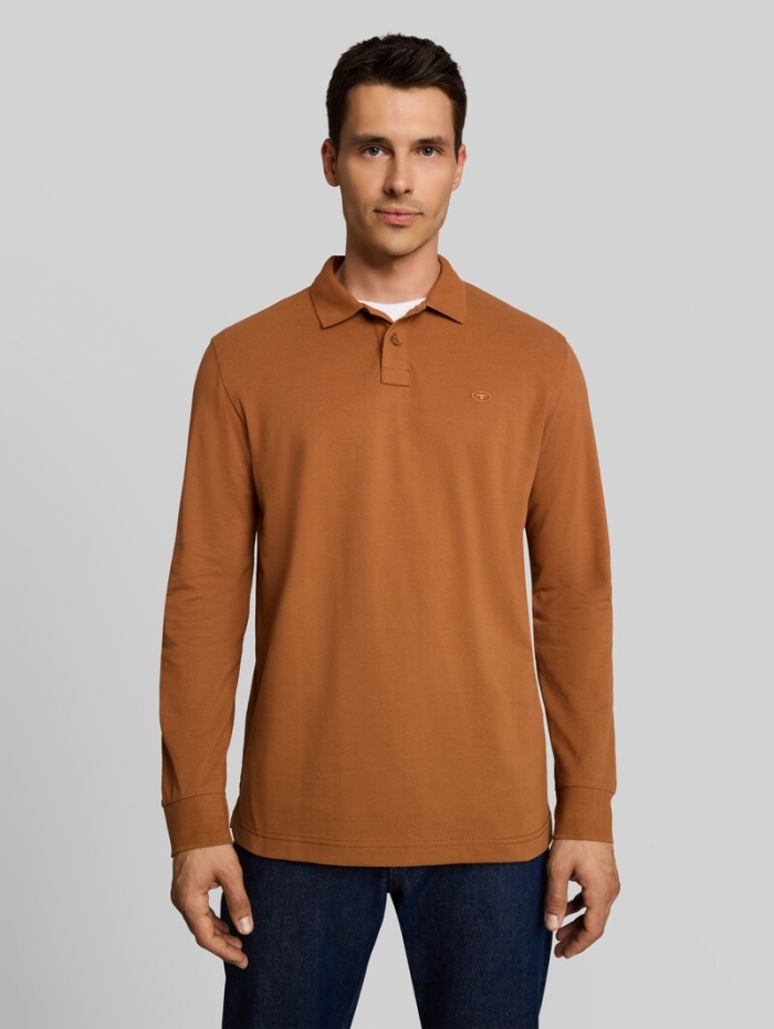 Tom Tailor Langarm Piqué Poloshirt - Bright Camel Brown Tom Tailor Langarm Piqué Poloshirt - Bright Camel Brown