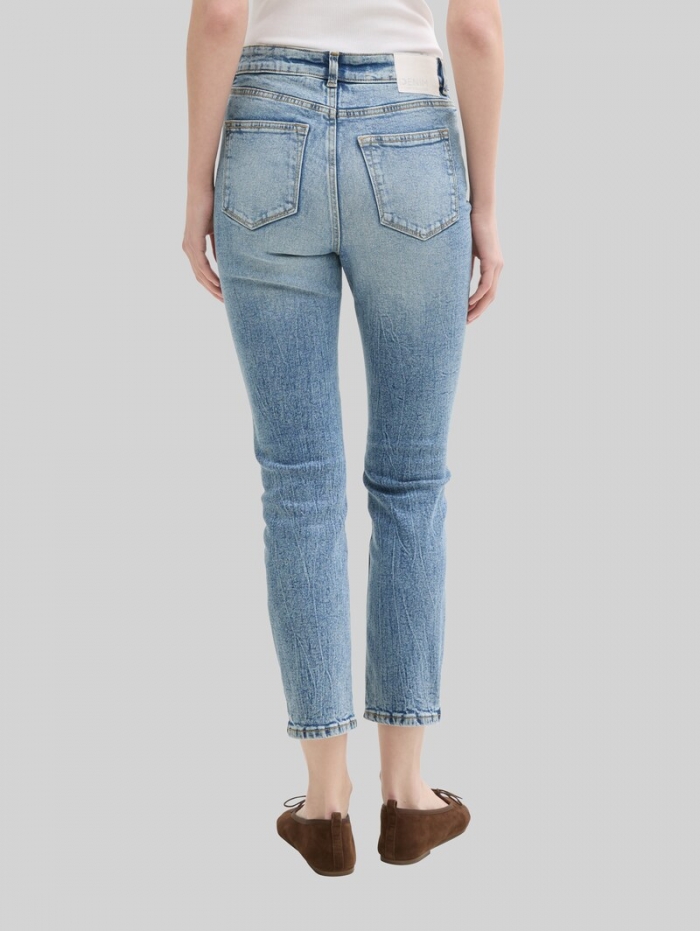 Tom Tailor TTLOTTE SLIM STRAIGHT Jeans mit High Waist - Used Mid Stone Blue Denim