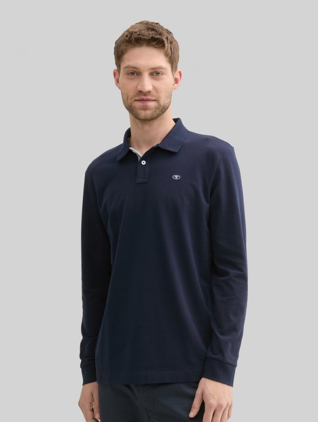 Tom Tailor Langarm Piqué Poloshirt - Sky Captain Blue Tom Tailor Langarm Piqué Poloshirt - Sky Captain Blue