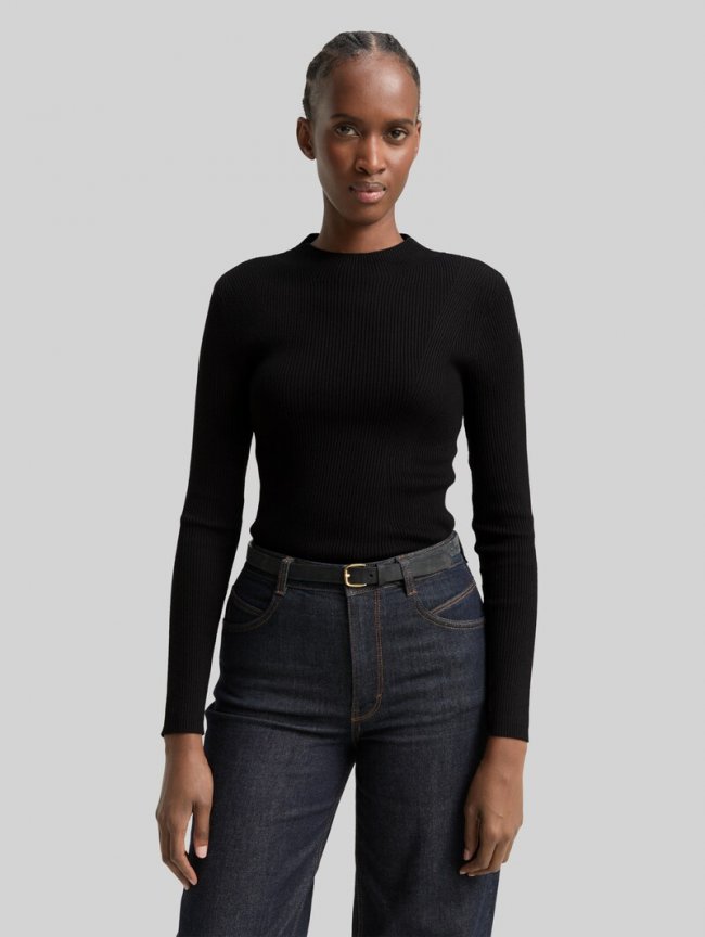 Tom Tailor Tight Fit Strickpullover - Deep Black Tom Tailor Tight Fit Strickpullover - Deep Black