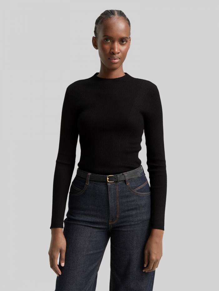 Tom Tailor Tight Fit Strickpullover - Deep Black Tom Tailor Tight Fit Strickpullover - Deep Black