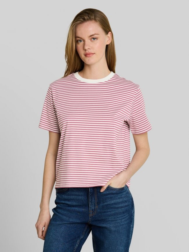 Tom Tailor Boxy Fit T-Shirt - Mauve White Stripe Tom Tailor Boxy Fit T-Shirt - Mauve White Stripe