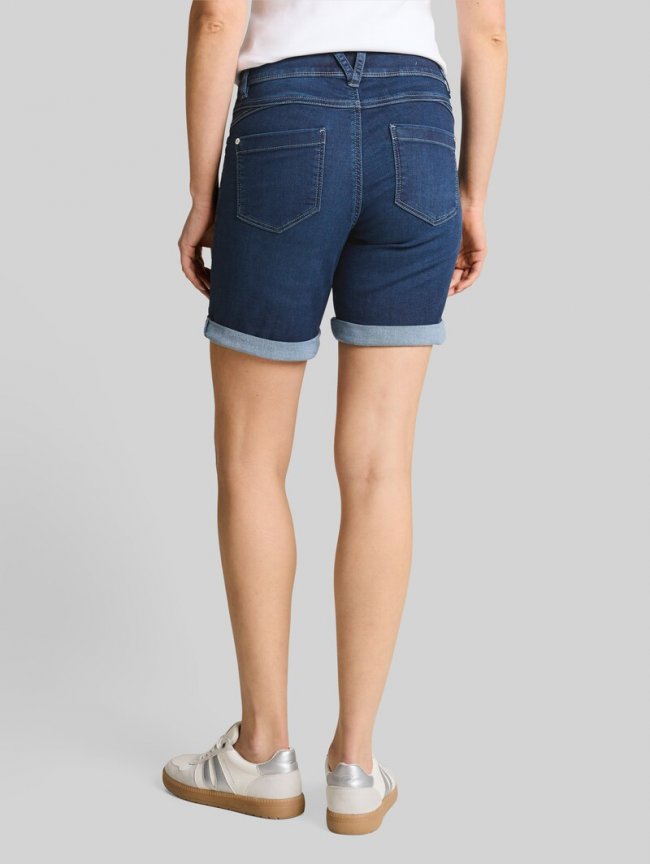 Tom Tailor TTLENE SLIM Bermuda Jeans Shorts mit hohem Stretch - Used Dark Stone Blue Denim Tom Tailor TTLENE SLIM Bermuda Jeans Shorts mit hohem Stretch - Used Dark Stone Blue Denim