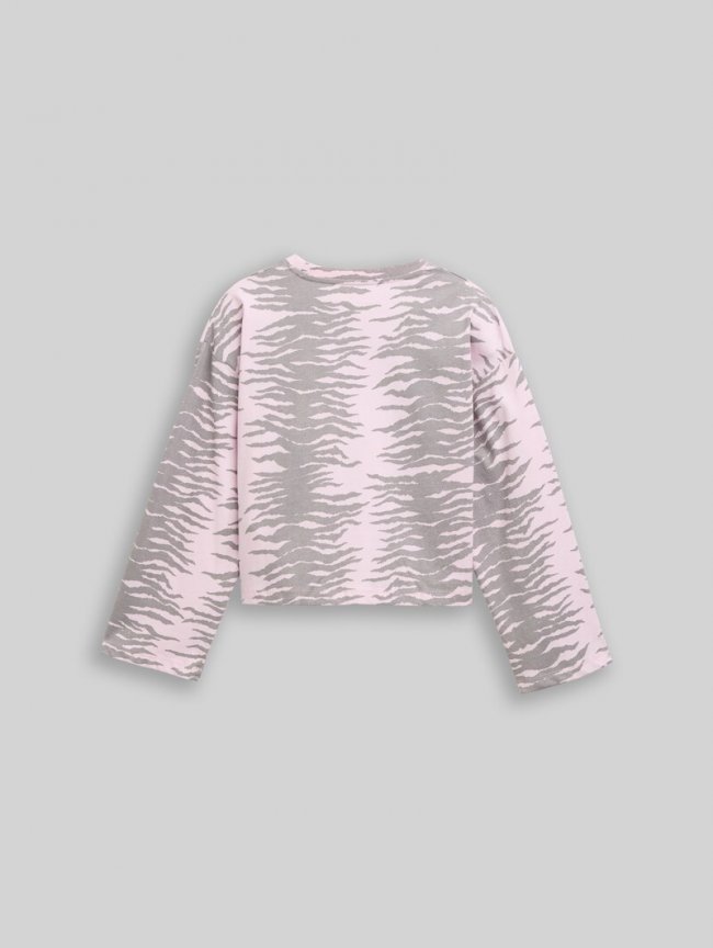 Tom Tailor Cropped Langarmshirt mit Muster - Rose Zebra Design Tom Tailor Cropped Langarmshirt mit Muster - Rose Zebra Design