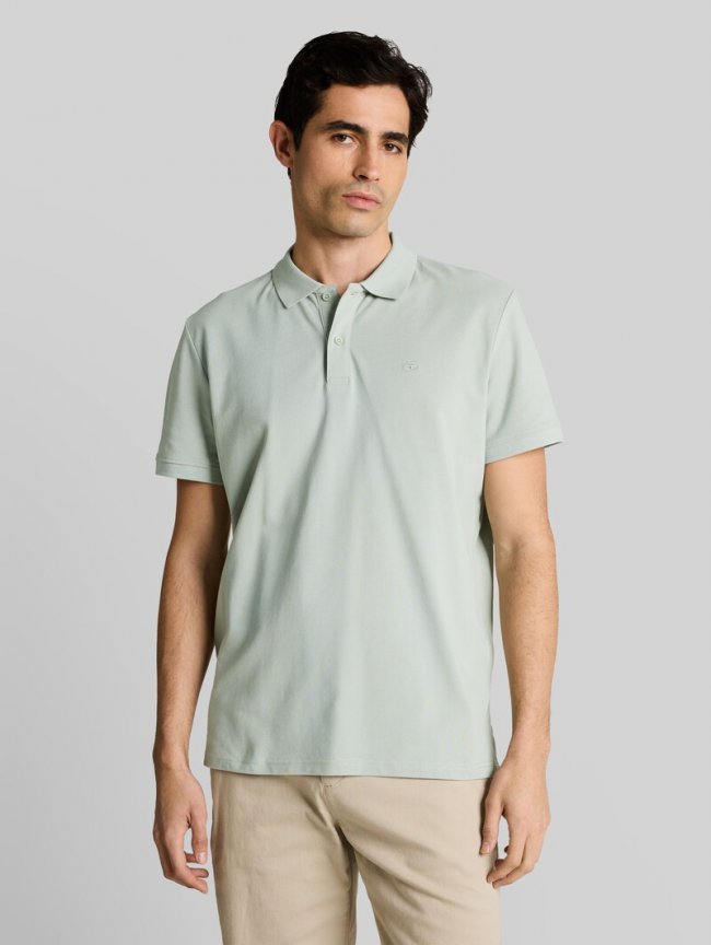 Tom Tailor Piqué Poloshirt mit Logo-Stickerei - Soft Greyish Green Tom Tailor Piqué Poloshirt mit Logo-Stickerei - Soft Greyish Green