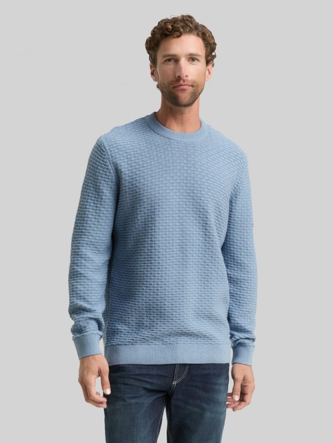 Tom Tailor Strickpullover mit Rundhalsausschnitt - Faded Denim Blue Tom Tailor Strickpullover mit Rundhalsausschnitt - Faded Denim Blue