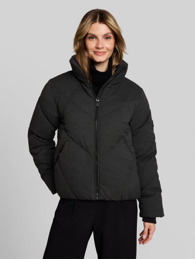 Tom Tailor Puffer-Jacke aus wasserabweisendem Material - Black Grey Melange Tom Tailor Puffer-Jacke aus wasserabweisendem Material - Black Grey Melange
