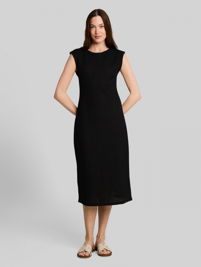 Tom Tailor Fitted Jacquard Midi-Kleid - Deep Black Tom Tailor Fitted Jacquard Midi-Kleid - Deep Black