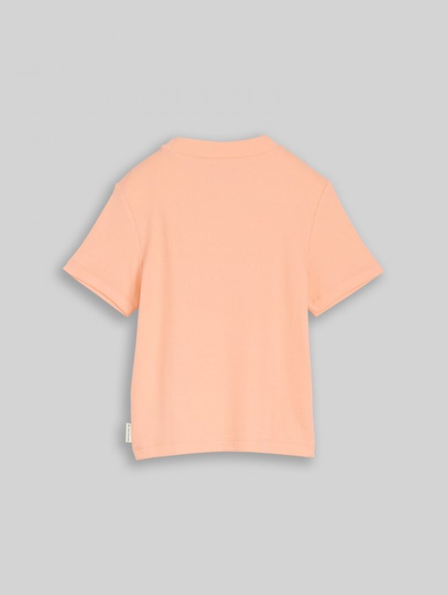 Tom Tailor Cropped T-Shirt mit Rippstruktur - Peach Bloom Tom Tailor Cropped T-Shirt mit Rippstruktur - Peach Bloom