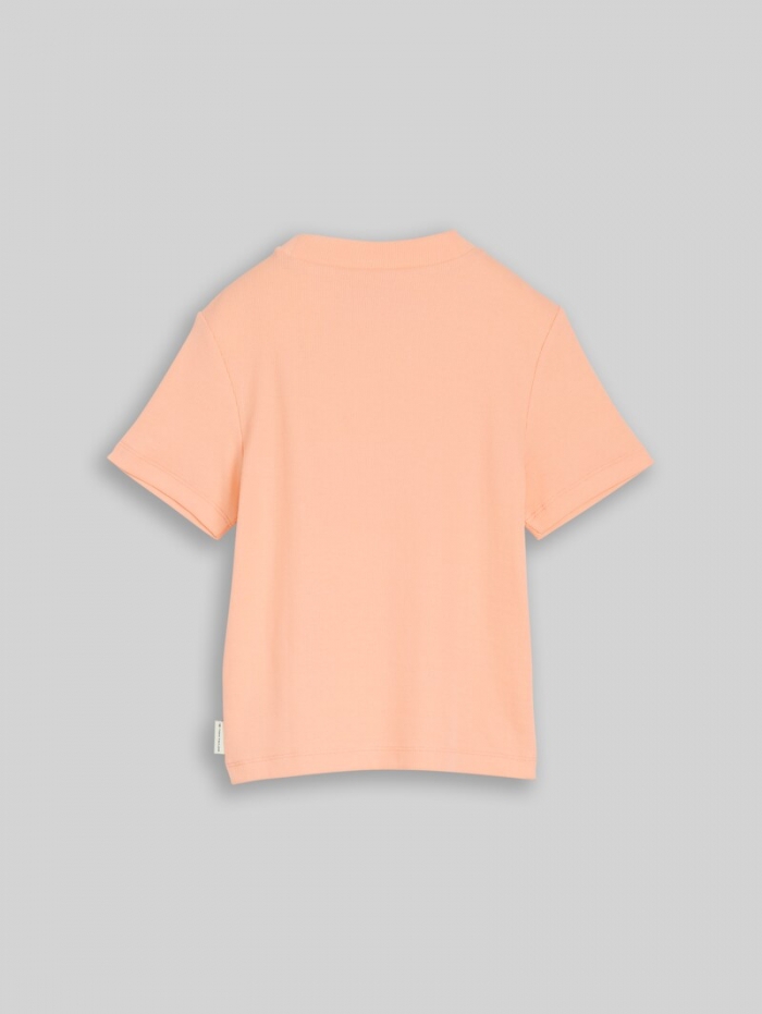 Tom Tailor Cropped T-Shirt mit Rippstruktur - Peach Bloom Tom Tailor Cropped T-Shirt mit Rippstruktur - Peach Bloom