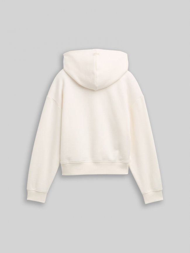 Tom Tailor Hoodie Sweatshirt mit Reißverschluss - Gardenia White Tom Tailor Hoodie Sweatshirt mit Reißverschluss - Gardenia White