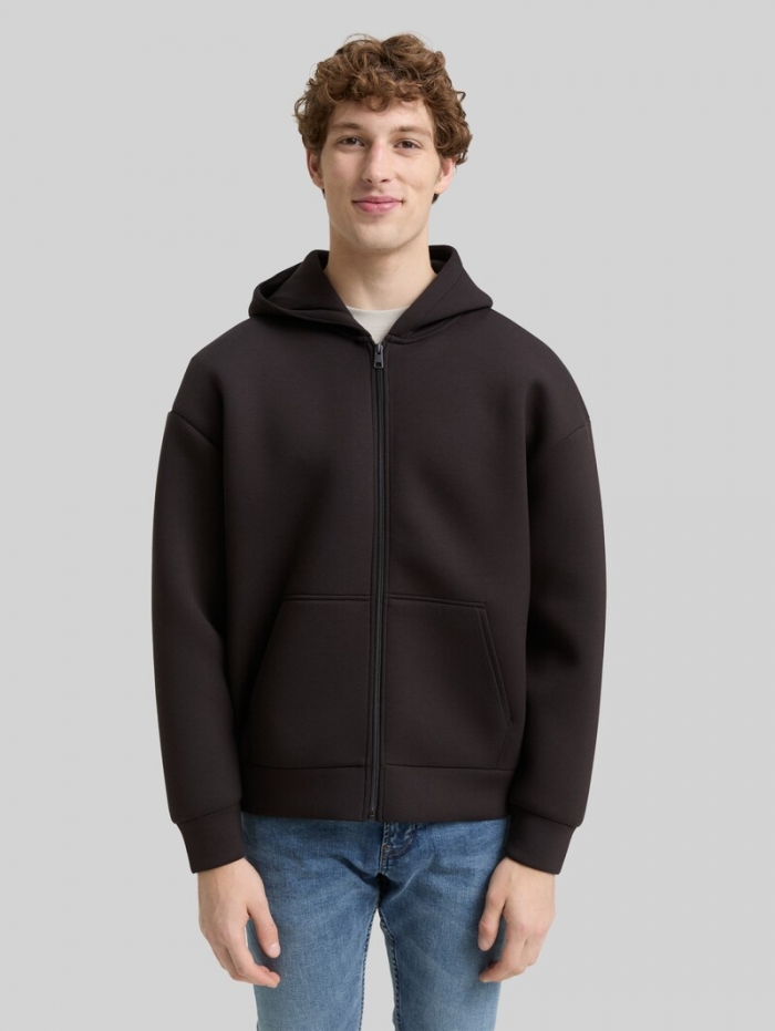 Tom Tailor Relaxed Fit Hoodie Sweatjacke aus Scuba - Night Watch Black Tom Tailor Relaxed Fit Hoodie Sweatjacke aus Scuba - Night Watch Black