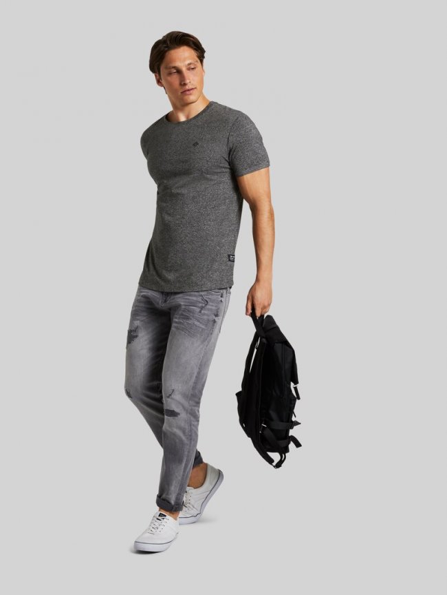 Tom Tailor Strukturiertes T-Shirt - Black Non-solid Tom Tailor Strukturiertes T-Shirt - Black Non-solid