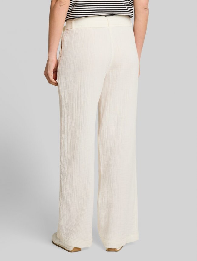 Tom Tailor Musselin Wide Leg Hose mit Gürtel - Whisper White Tom Tailor Musselin Wide Leg Hose mit Gürtel - Whisper White