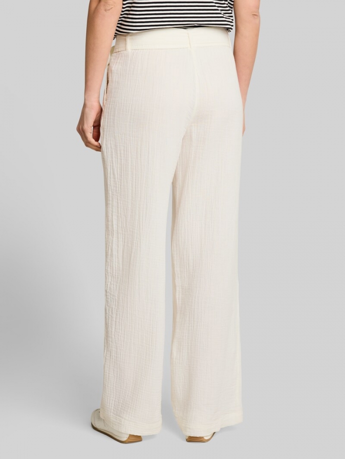 Tom Tailor Musselin Wide Leg Hose mit Gürtel - Whisper White Tom Tailor Musselin Wide Leg Hose mit Gürtel - Whisper White