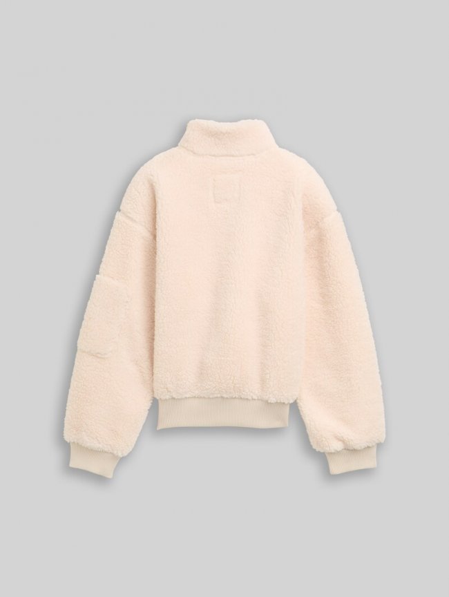Tom Tailor Cropped Teddy Jacke mit Fleece - Cloudy Beige Tom Tailor Cropped Teddy Jacke mit Fleece - Cloudy Beige