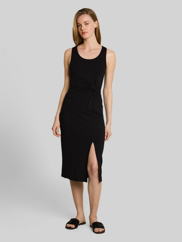 Tom Tailor Fitted Midi-Kleid mit Knotendetail - Deep Black Tom Tailor Fitted Midi-Kleid mit Knotendetail - Deep Black