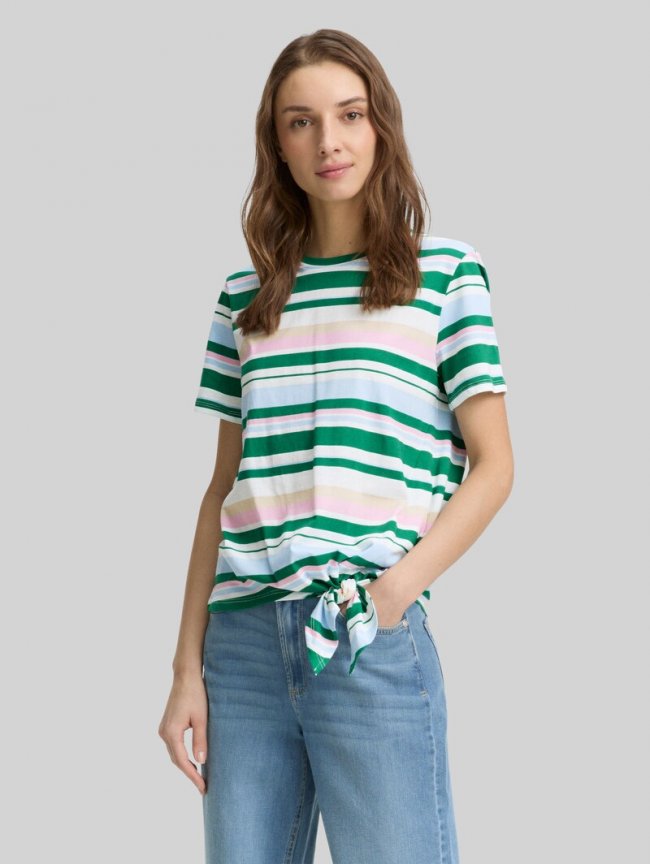 Tom Tailor T-Shirt mit Knoten-Detail - Multicolor Stripe Tom Tailor T-Shirt mit Knoten-Detail - Multicolor Stripe