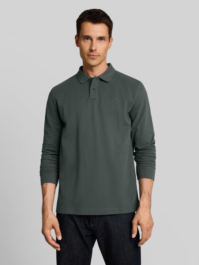 Tom Tailor Langarm Piqué Poloshirt - Darkest Olive Tom Tailor Langarm Piqué Poloshirt - Darkest Olive