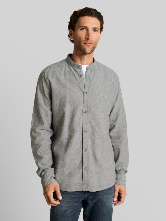 Tom Tailor Regular Fit Hemd mit Leinenanteil - Faded Leaf Green Chambray Tom Tailor Regular Fit Hemd mit Leinenanteil - Faded Leaf Green Chambray