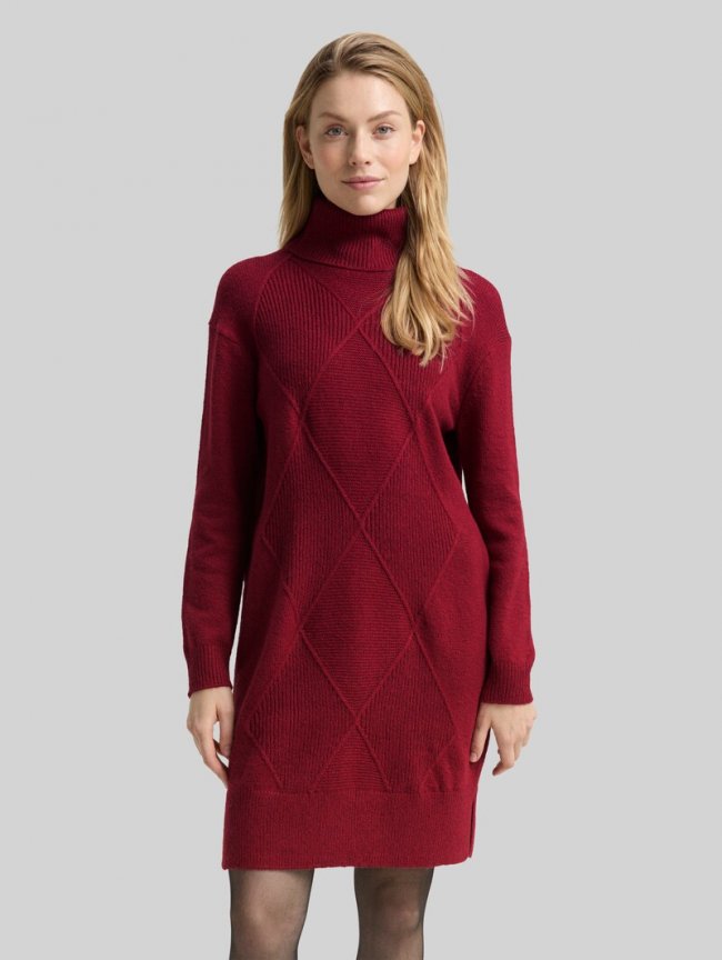 Tom Tailor Loose Fit Strickkleid - Rumba Red Melange Tom Tailor Loose Fit Strickkleid - Rumba Red Melange