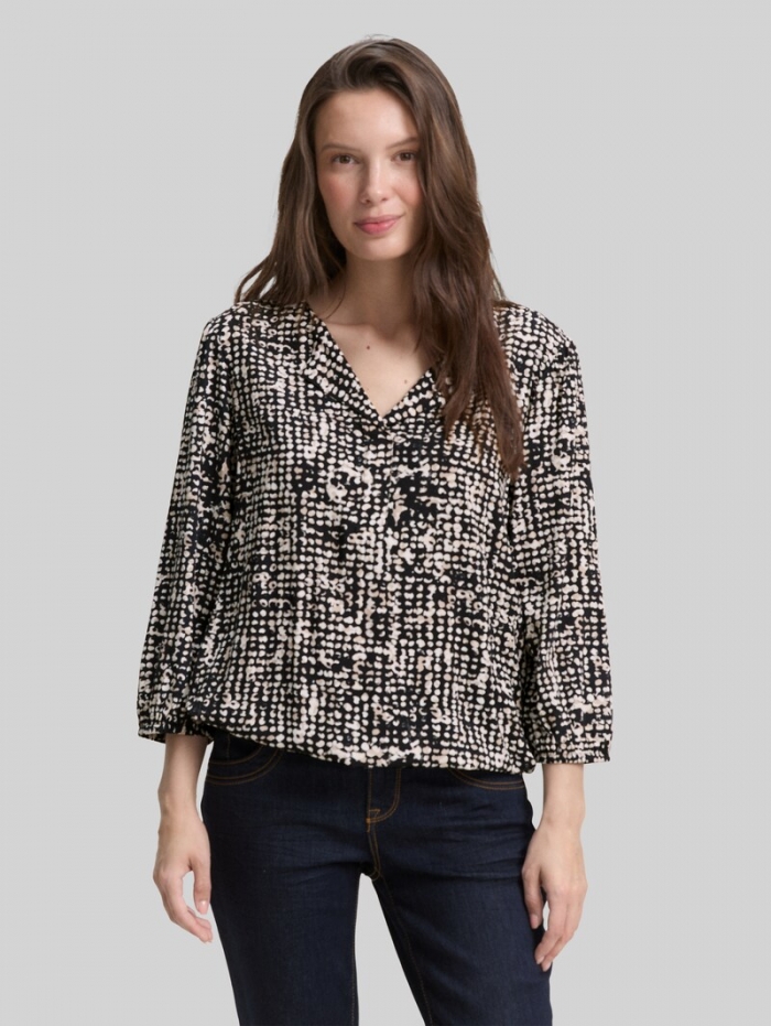 Tom Tailor Bluse aus Viskose - Navy Abstract Dot Design Tom Tailor Bluse aus Viskose - Navy Abstract Dot Design