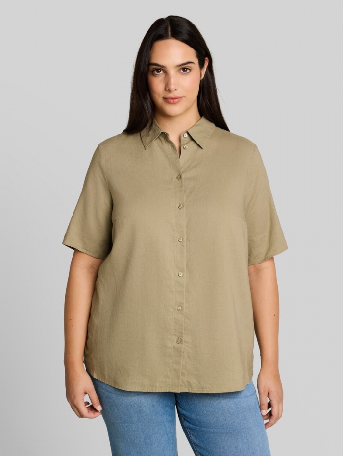 Tom Tailor Plus Size - Loose Fit Bluse mit Leinenanteil - Silver Olive