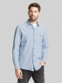Tom Tailor Regular Fit Hemd mit Turn-Up-Funktion - Blue Petrol Structure