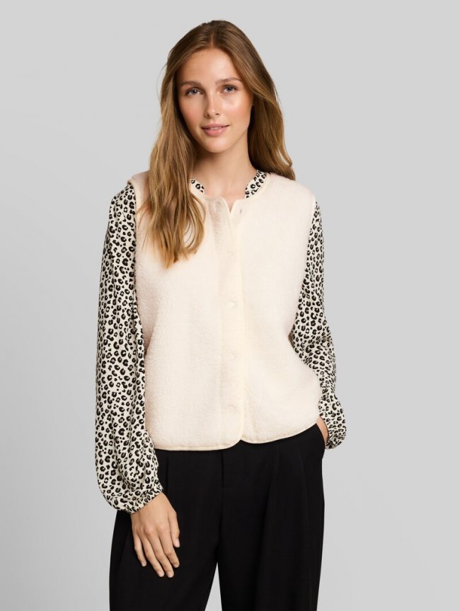 Tom Tailor Teddy Weste mit Druckknopfleiste - Off White Tom Tailor Teddy Weste mit Druckknopfleiste - Off White