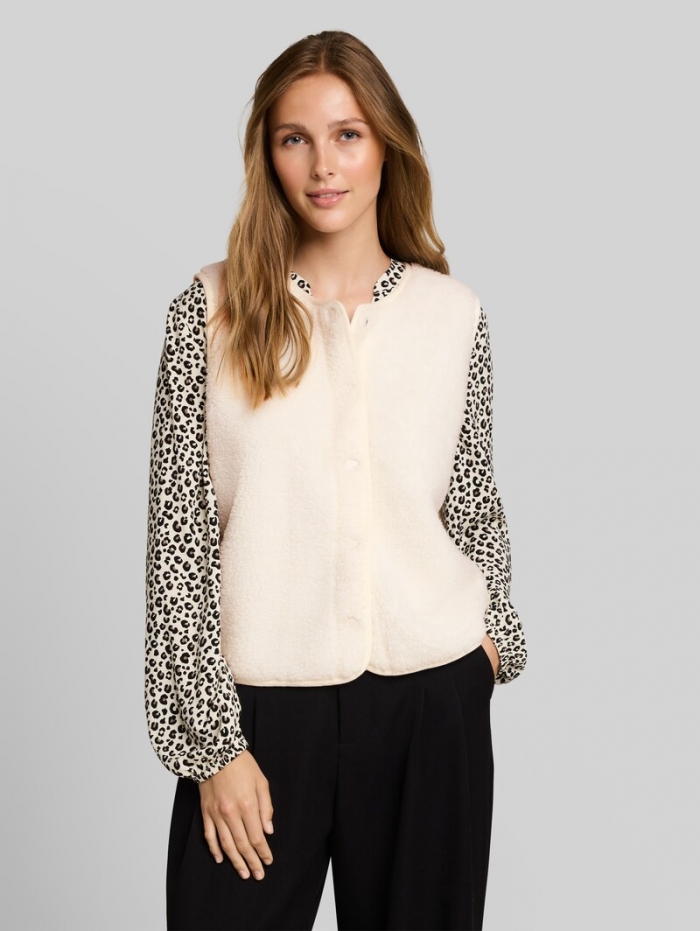 Tom Tailor Teddy Weste mit Druckknopfleiste - Off White Tom Tailor Teddy Weste mit Druckknopfleiste - Off White