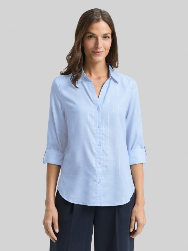 Tom Tailor Bluse mit Streifen in Glitzer-Optik - Blue Pinstripe With Lurex Tom Tailor Bluse mit Streifen in Glitzer-Optik - Blue Pinstripe With Lurex