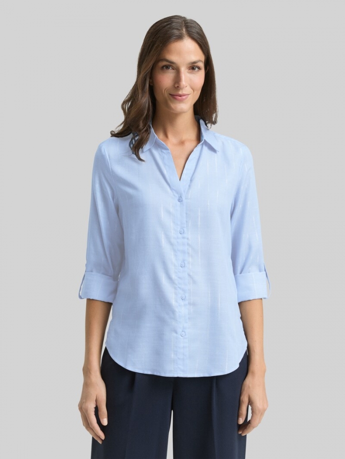 Tom Tailor Bluse mit Streifen in Glitzer-Optik - Blue Pinstripe With Lurex Tom Tailor Bluse mit Streifen in Glitzer-Optik - Blue Pinstripe With Lurex