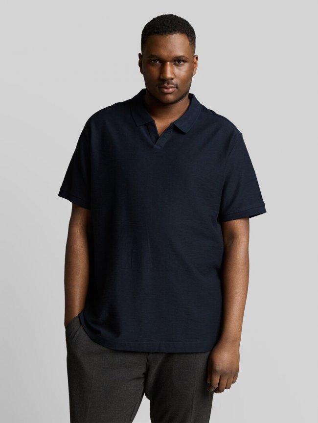 Tom Tailor Plus Size - Poloshirt mit Ottoman-Struktur - Sky Captain Blue Tom Tailor Plus Size - Poloshirt mit Ottoman-Struktur - Sky Captain Blue