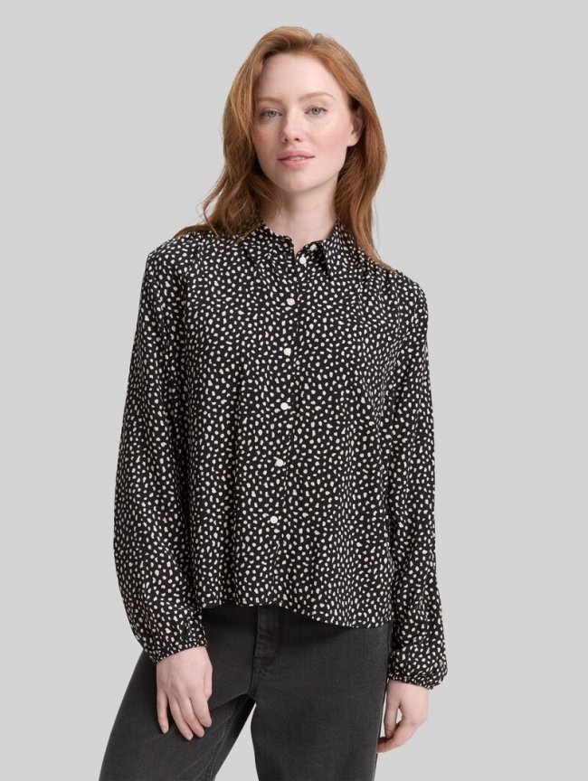 Tom Tailor Hemdbluse mit Muster - Black White Dotted Print Tom Tailor Hemdbluse mit Muster - Black White Dotted Print