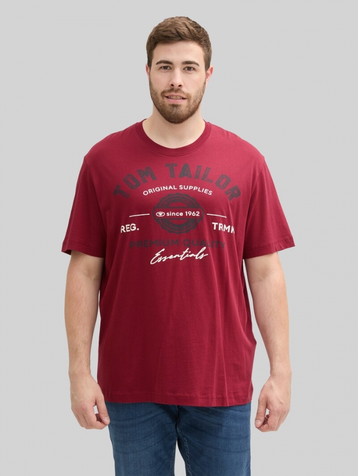 Tom Tailor Plus Size - T-Shirt mit Logo Print - Deep Red Tom Tailor Plus Size - T-Shirt mit Logo Print - Deep Red