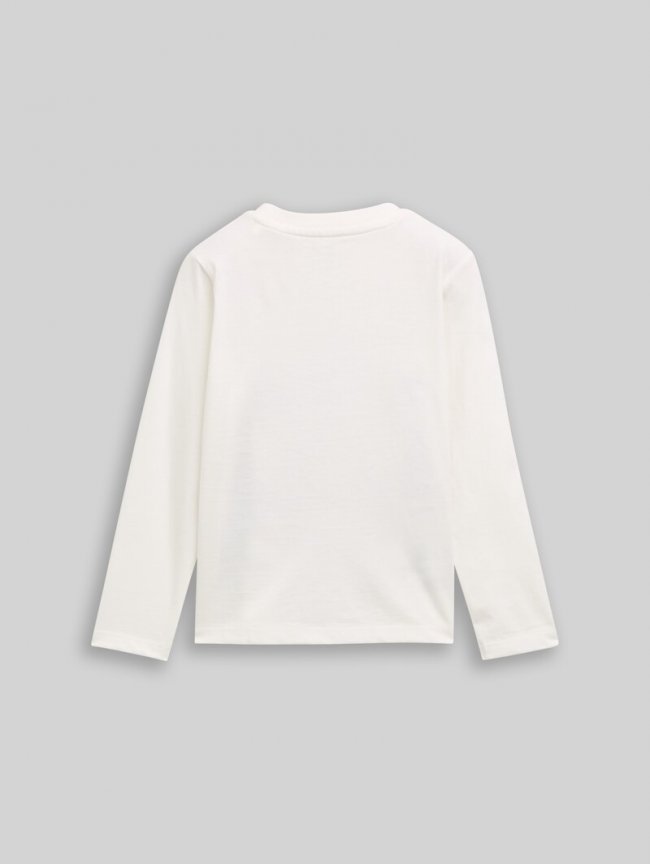 Tom Tailor Langarmshirt mit Foto-Print - Wool White Tom Tailor Langarmshirt mit Foto-Print - Wool White